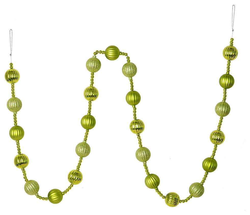 6' Lime Stripe Ball Ornament Garland