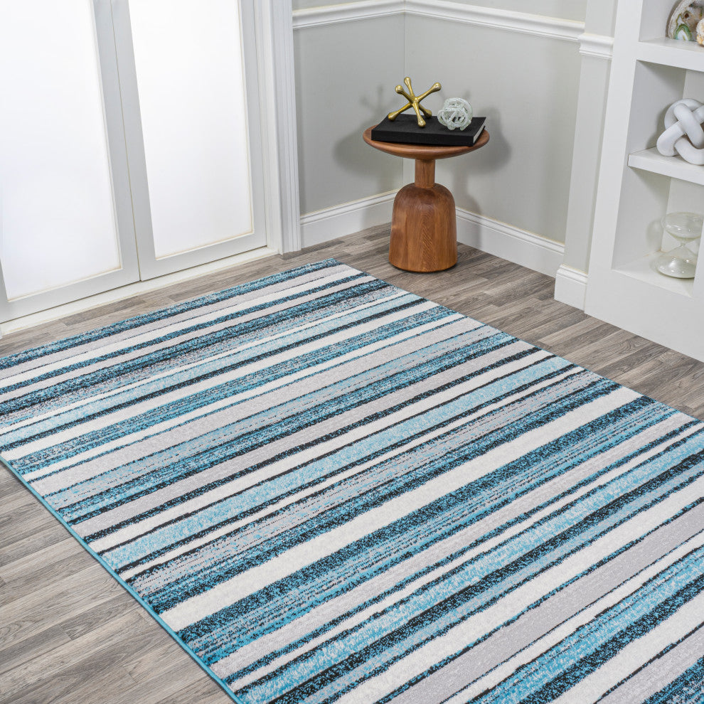 Magnolia Beach Strie' Striped Blue/Navy 8'x10' Area Rug