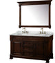 andover 60" Dark Cherry Double Vanity, Carrara Marble Top, White Um Sinks