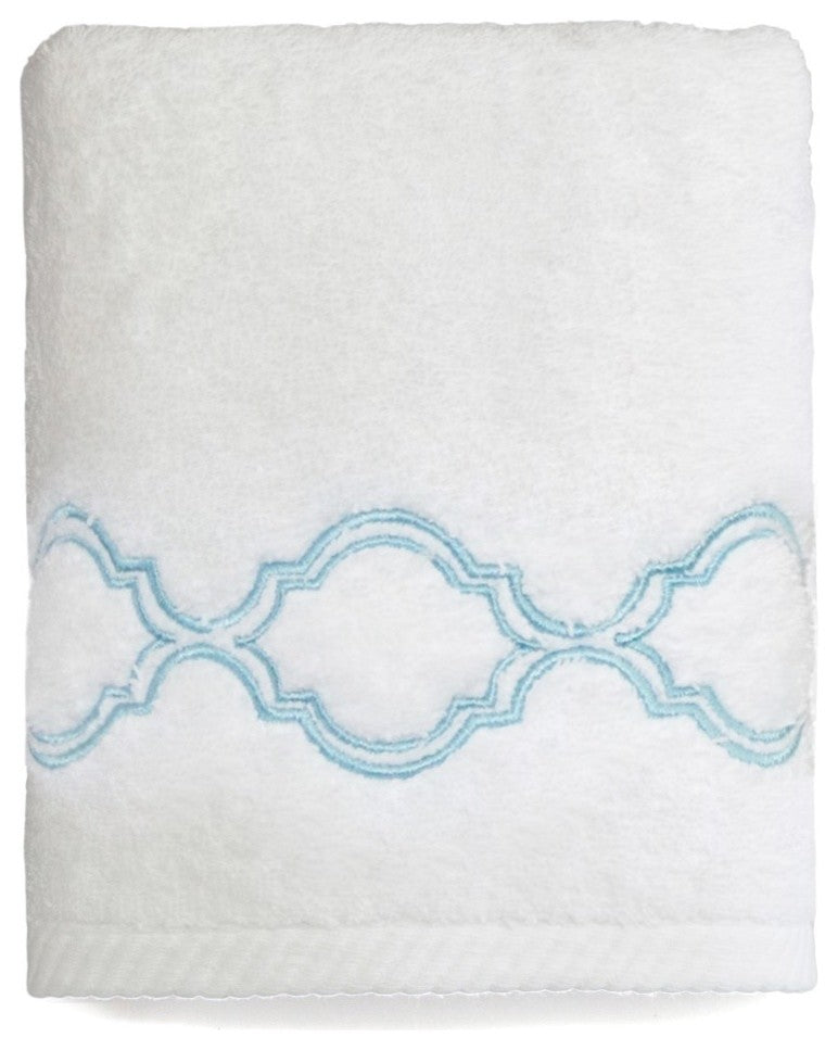 Soft Twist Trellis Hand Towel, White & Sky Blue, 16"x30"