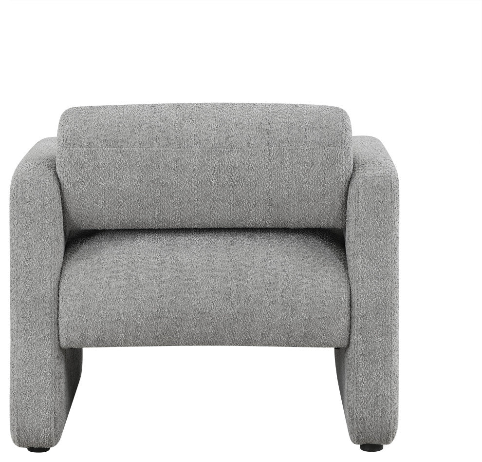 Cindy Boho Boucle Upholstered Accent Arm Chair, Gray