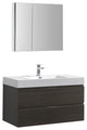 Valencia 40" Gray Oak Wall Hung Modern Bathroom Vanity, Medicine Cabinet