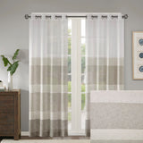 Madison Park Hayden Woven Faux Linen Striped Window Sheer, Neutral