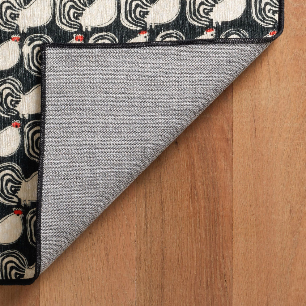 Frances Valentine x Dash & Albert Cockadoodledoo Multi Washable Rug, 2'6" x 8'