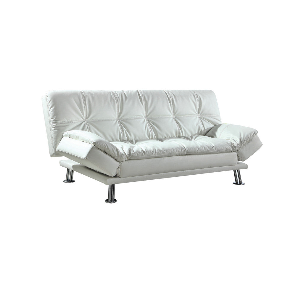 Upholstered Sofa Bed With Tufted Back, White
