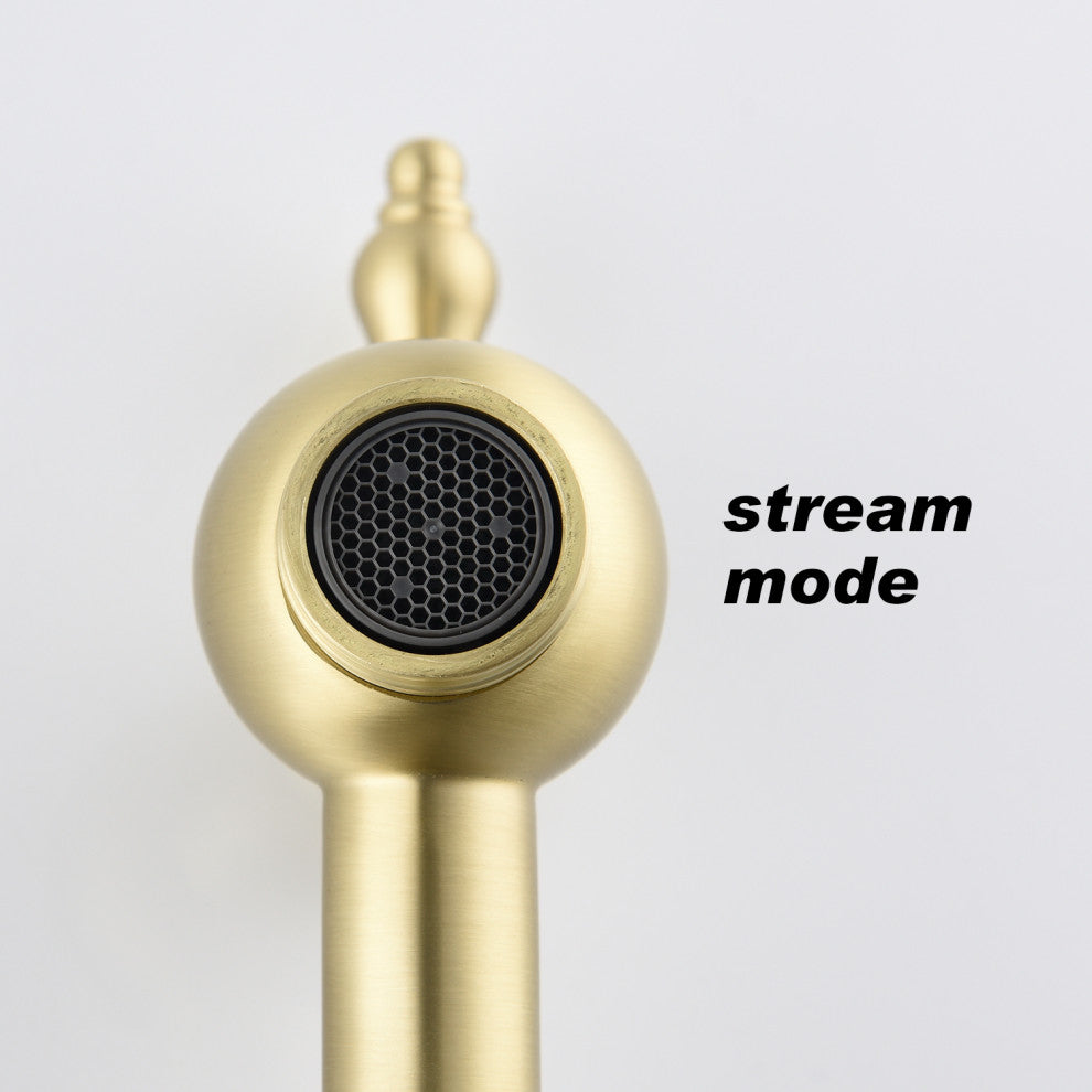 Wellfor Wall Mount Pot Filler Kitchen Faucet With 4 GPM Flow Rate, Brushed Gold