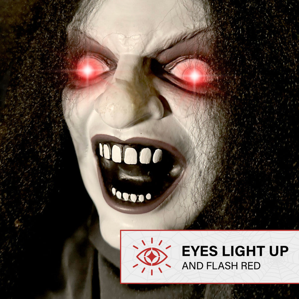 Animatronic Demon Woman on Swing, Lights and Sound