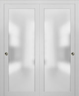 Planum 2102 Closet Bypass Doors 84 x 84, White Silk Tracks Hardware