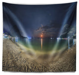 Beach with Lunar Path Seashore Photography Wall Tapestry, 80"x68"