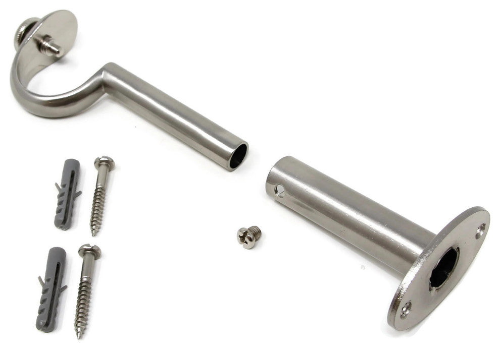 Adjustable Curtain Rod Bracket, 1 1/8"-1 1/4", Brushed Steel, Single