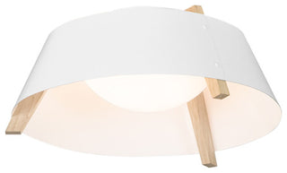 Casia 14" Flush Mount, White Washed Oak, Gloss White, 2700k Led