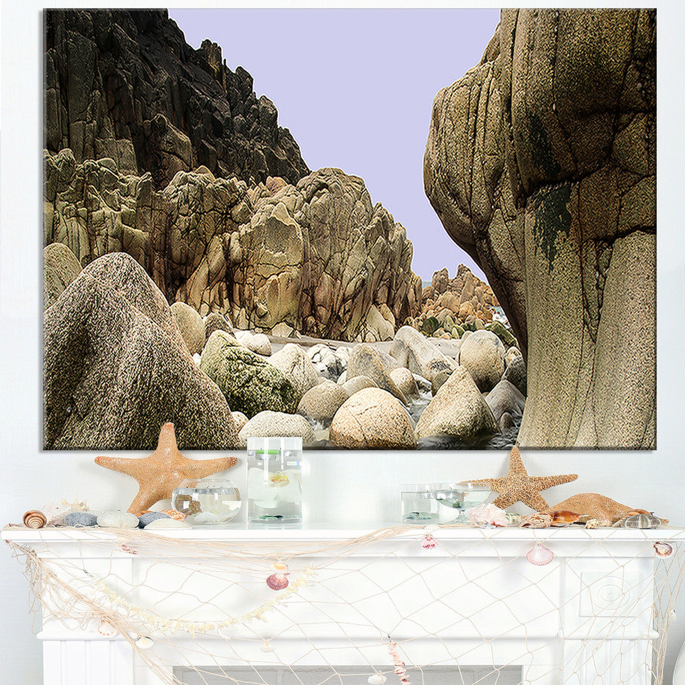 "Smooth Rocks in Coastline Panorama" Landscape Wall Art, 40"x20"