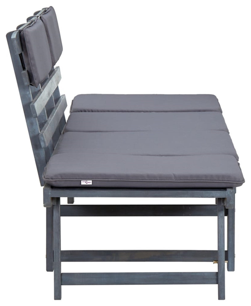 Vidaxl Garden Bench With Cushions 2-In-1 74.8" Gray Solid Acacia Wood
