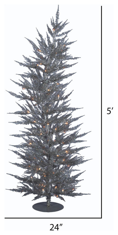 Vickerman B161751Led 5' Silver Laser Christmas Tree, Warm White Led Lights