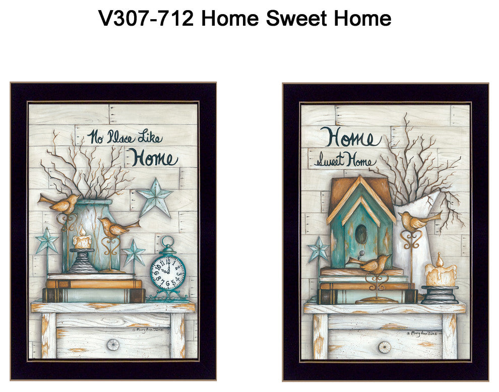 "Home Sweet Home" Collection By Mary June, Printed Wall Art, Black Frame