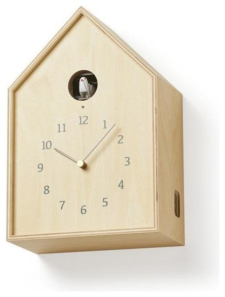 Lemnos Birdhouse Clock Natural