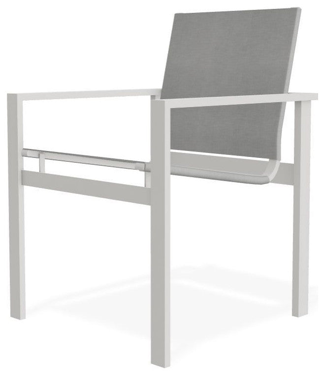 Tribeca Sling Outdoor Stackable Armchair, Alloy/Snow