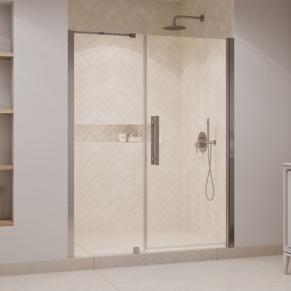 Pasadena 57 1/16-59 1/16"Wx72"H Alcove Pivot Shower Satin Nickel