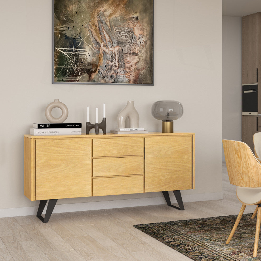 Lowry Sideboard Buffet, Oak Veneer