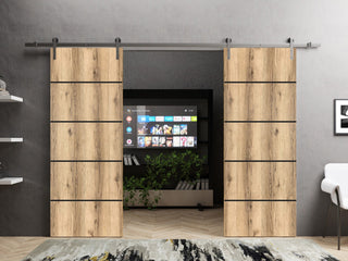 Sturdy Double Barn Door 48 x 84 with | Planum 0015 Oak with  | 13FT