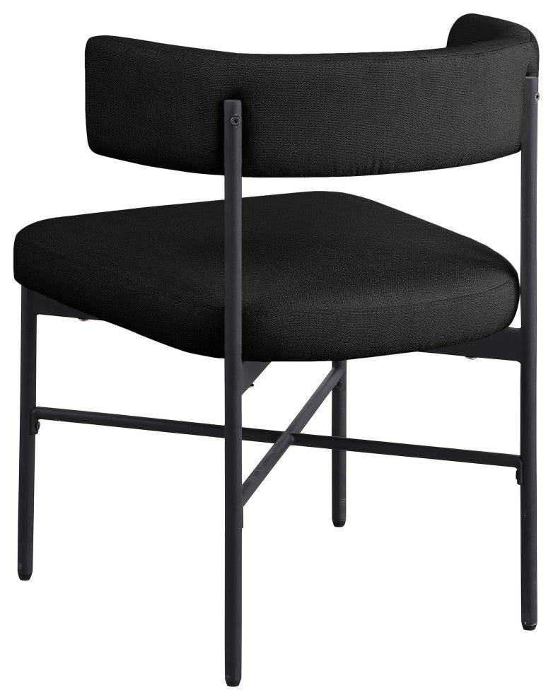 Rivage Durable Linen Textured Fabric Dining Chair, Set of 2, Black, Matte Black Finish