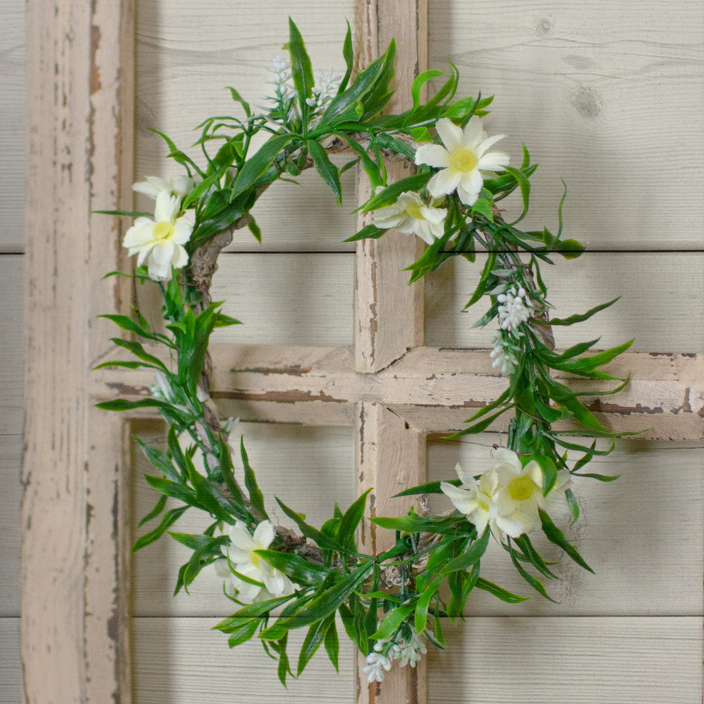 Mini Floral and Foliage Spring Wreath Yellow 9"