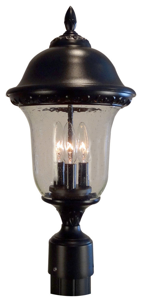 Glenn Aire Medium Post Mount with Seedy Glass, Black