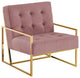 Beethoven Blue Velvet With Gold Plated Accent Chair, Pink/Silver