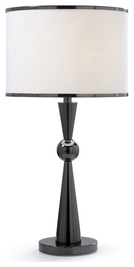 HomeGlam 28.5-inch  Metal Table Lamp, Chrome Black