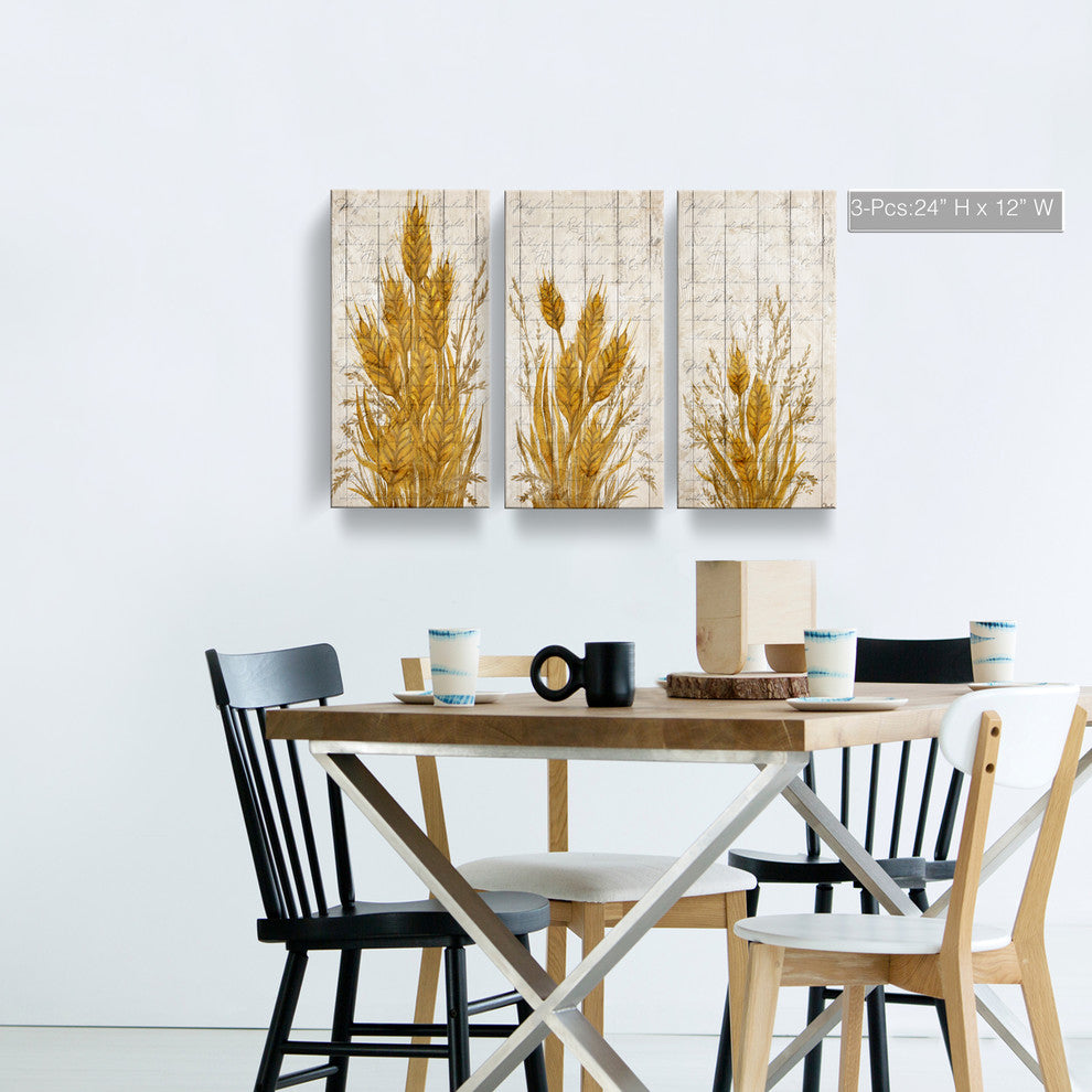 Harvest Wheat 3-Pc Canvas Fall Wall Art Set
