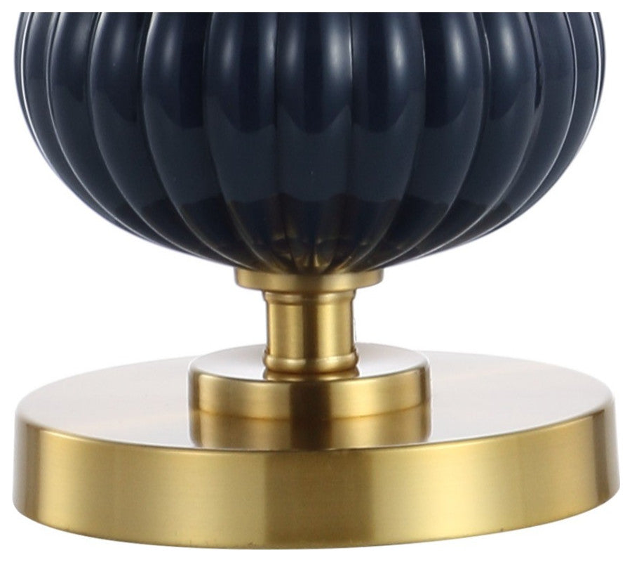 Carter 29.7" Glass LED Table Lamp, Navy