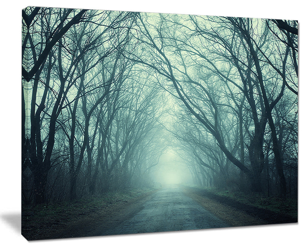 "Scary Forest With Green Light" Landscape Canvas Photo Print, 20"x12"