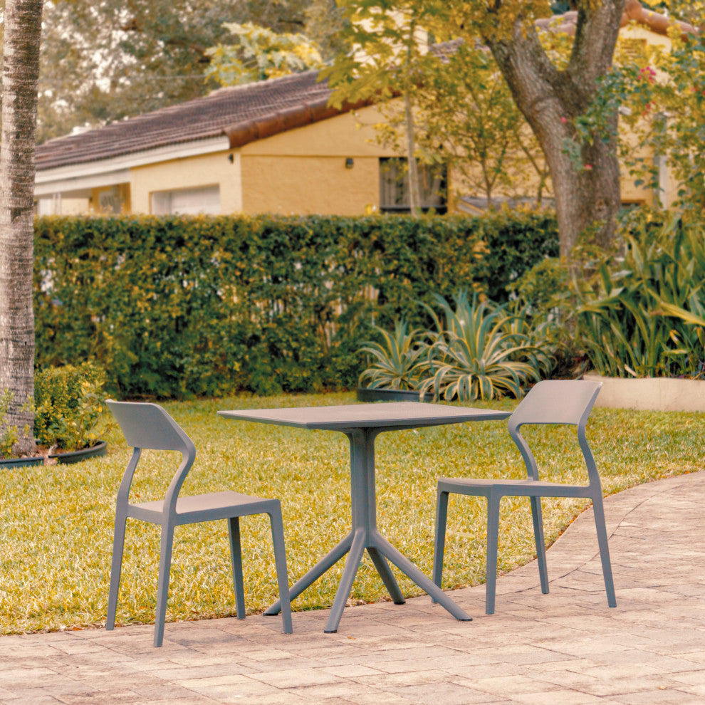 Snow Patio Dining Set With 2 Chairs Dark Gray