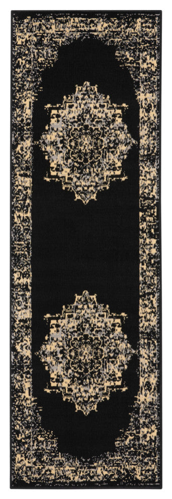 Nourison Grafix 2'3" x 7'6" Black Vintage Indoor Area Rug