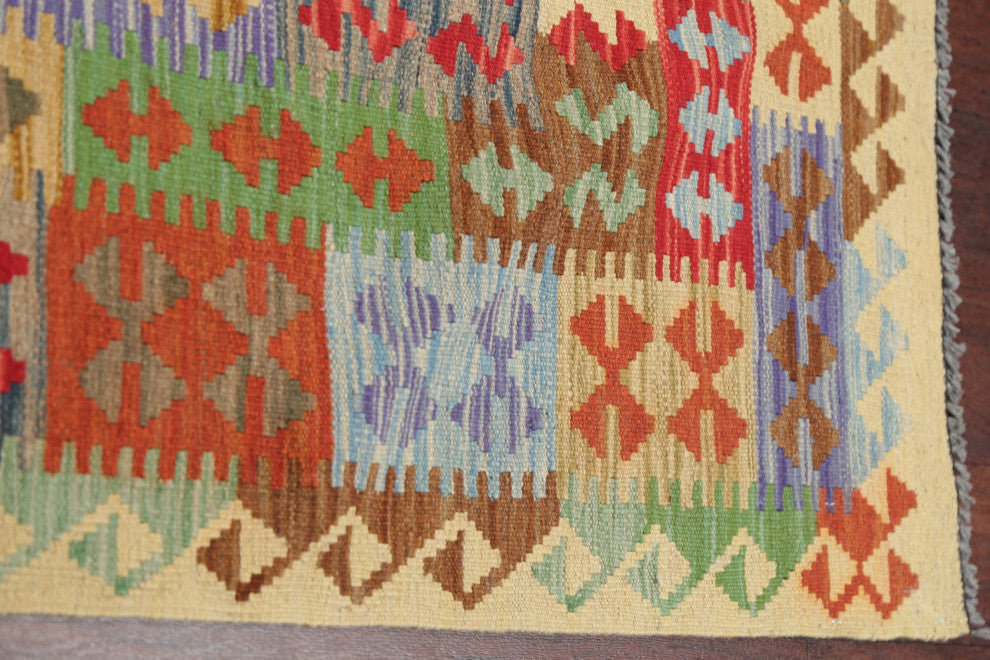 Hand-Woven Kilim Oriental Southwestern Traditional Turkish Area Rug, 9'9"x6'6