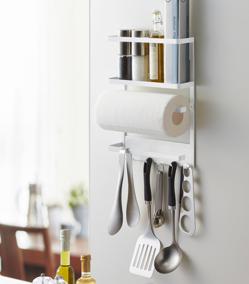 Plate Magnetic Kitchen Storage Rack, White