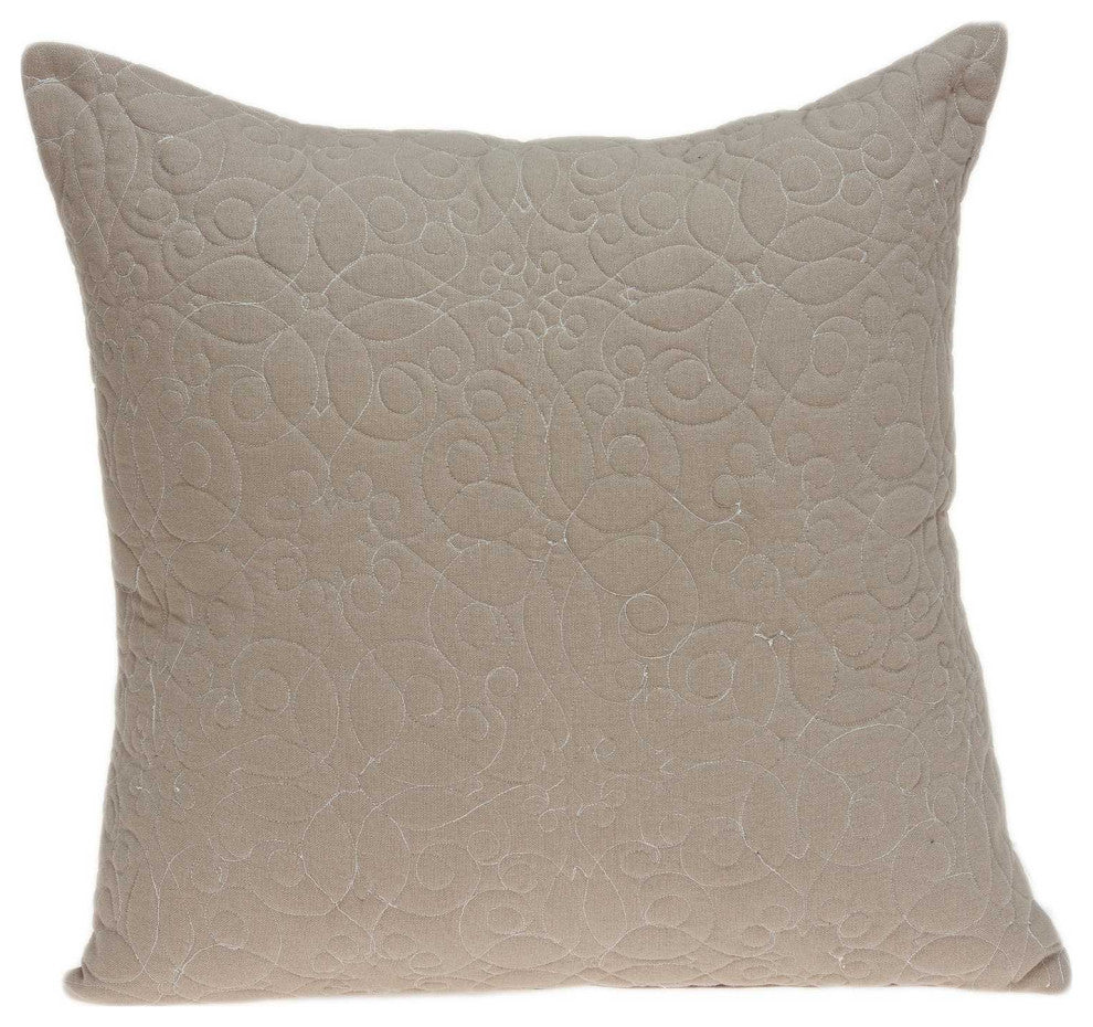 20" X 7" X 20" Elegant Transitional Tan Pillow Cover With Poly Insert