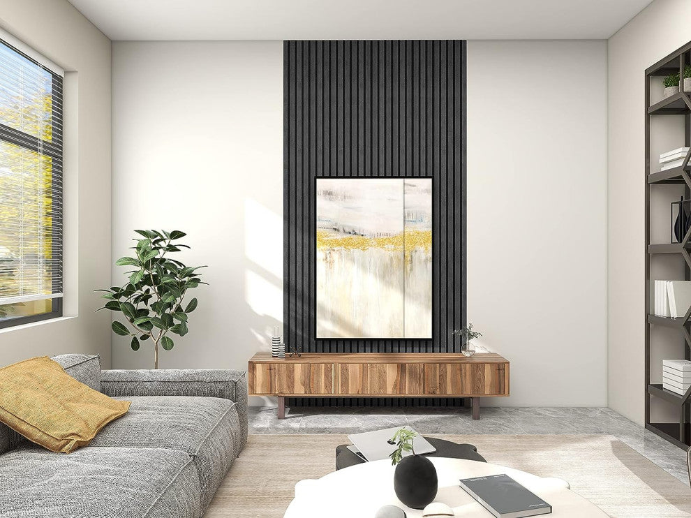 Acoustic Wood Wall Panels | Soundproof Paneling For Wall Decor, Charcoal, Pack of 6, Acoustica