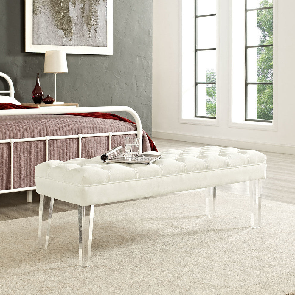 Valet Velvet Bench, Ivory