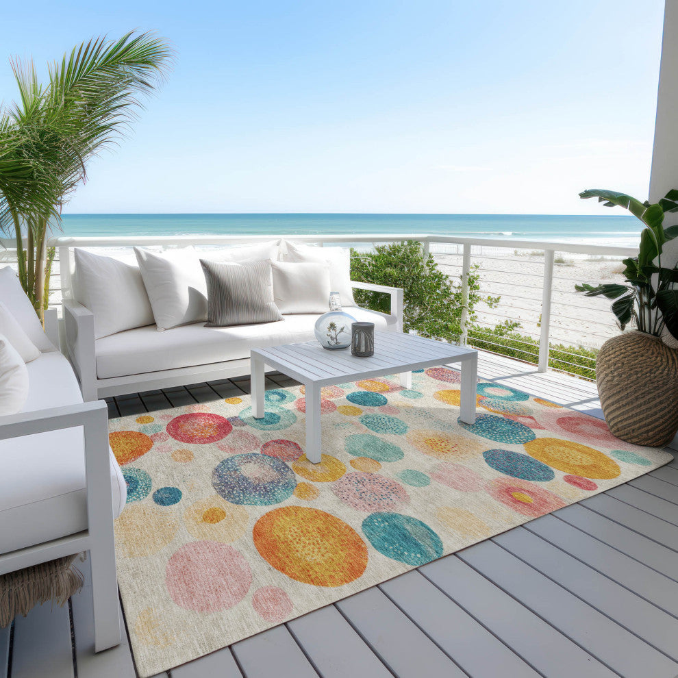Machine Washable Indoor/Outdoor Chantille ACN1896 Beige 9' x 12' Rug