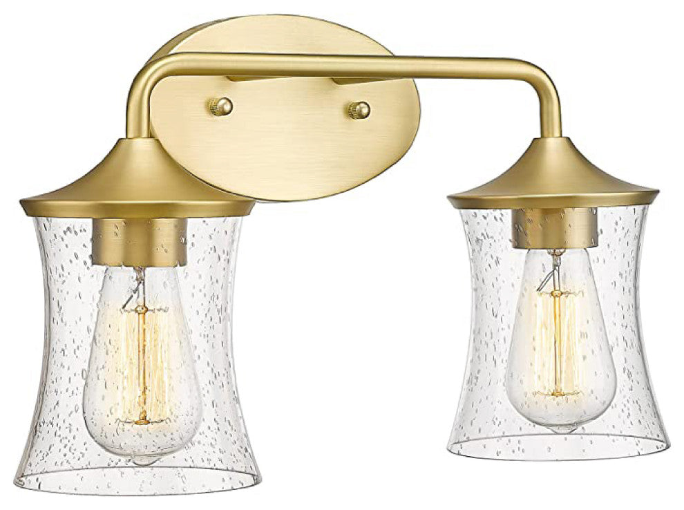 2-Light brushed gold vanity light Glass& Metal led light led Wall light fixtures
