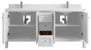 Nashville 72" Double Sink Bath Vanity, White 1.5" White Quartz