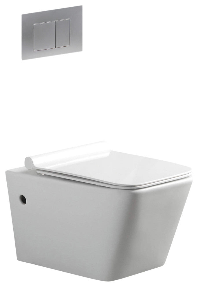 In-Wall Toilet Set, 2"x6" Carrier and Tank, Chrome Square Actuators