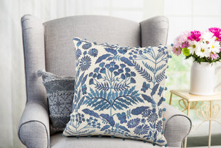 Off-White and Navy Bohemian Throw Pillow