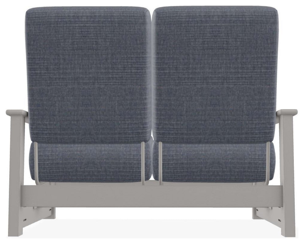 Leeward Deep Seat Outdoor Loveseat with Hidden Motion, Proven Denim/Warm Gray