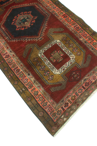 Fine Vintage Distressed Behice Burgundy/Charcoal Runner, 3'4 x 9'2