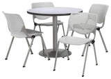KFI Round 36" Dia. Pedestal Table - 4 Light Grey KOOL Chairs - Grey Top