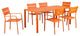 Benzara BM287799 Meta 7 Piece Outdoor Dining Table, Chairs Set, Orange