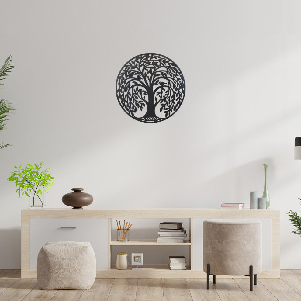 DecorShore 24" Round MetalWall Art Decorative Wall Sculpture Hanging Wall Decor