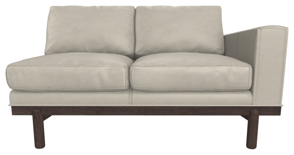 Cantor Right Arm Leather Sofa, Finish: Ebony, Leather: Cream